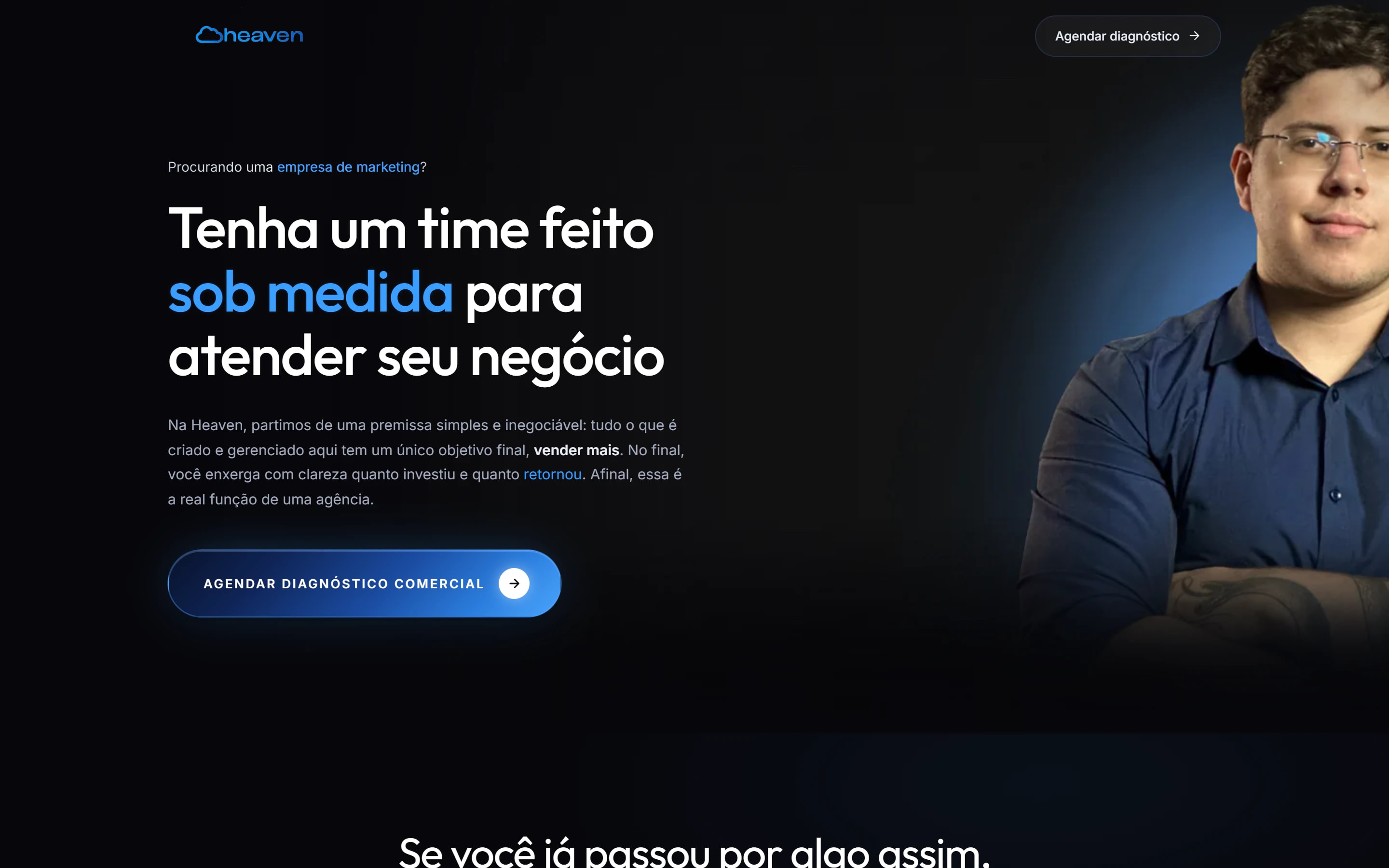 Primeira tela da página de Heaven