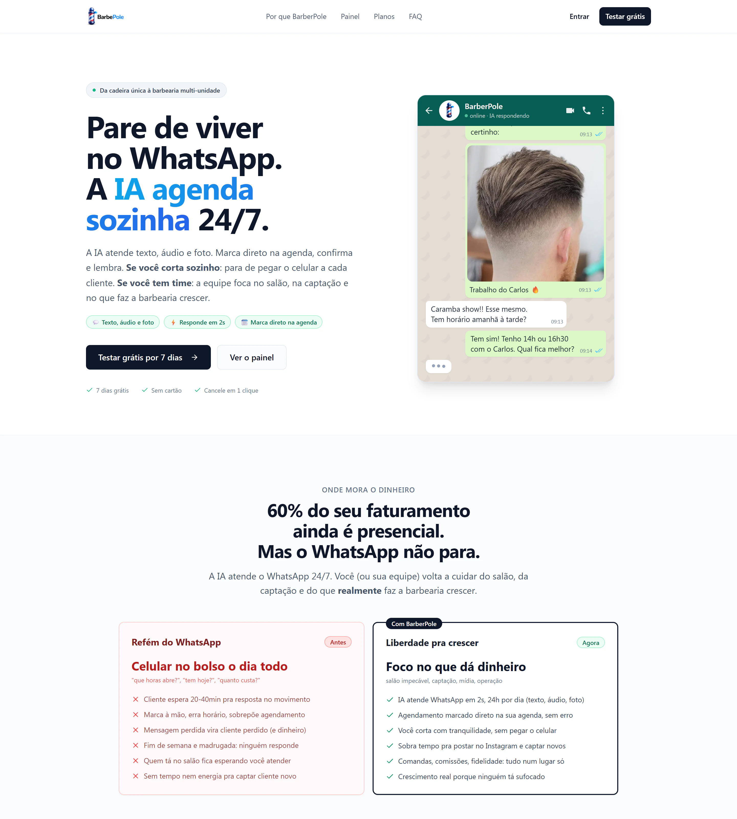 Página de vendas completa de BarberPole